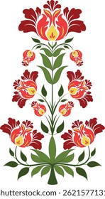 Traditional flower motif illustrations. Beautiful Mughal hand drawn floral motifs isolated on white background.