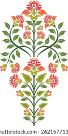 Traditional flower motif illustrations. Beautiful Mughal hand drawn floral motifs isolated on white background.