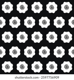 traditional flower pattern tribal symbol black and white background