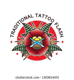 traditional flower tattoo flash, vector EPS 10