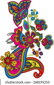 Traditional flower vector illustration. Eastern style design