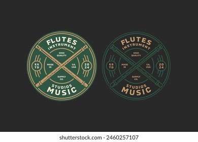 traditional flutes music instrument badge logo vector for music festival, studio and entertainment
