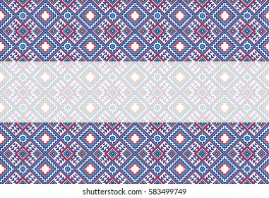 Traditional folk art knitted embroidery pattern 