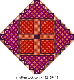 Traditional folk, ethnic, knitted embroidery pattern from Europe. National tribal ornaments.