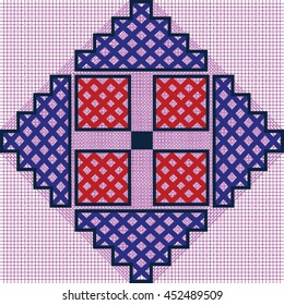 Traditional folk, ethnic, knitted embroidery pattern from Europe. National tribal ornaments.