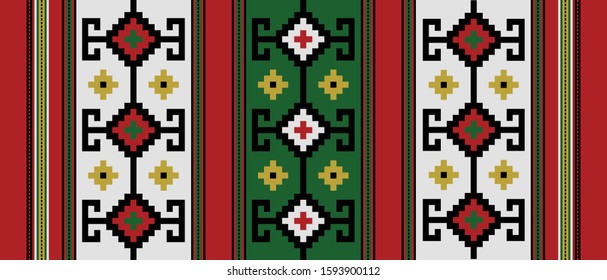 traditional folk fabric seamless pattern, pirot, serbia, vector illustration 
