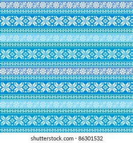 Traditional folk nordic textyle geometric ornament in blue