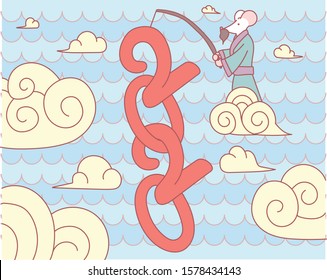 Traditional folk painting concept. A rat in traditional costume is picking up 2020 numbers. hand drawn style vector design illustrations. 