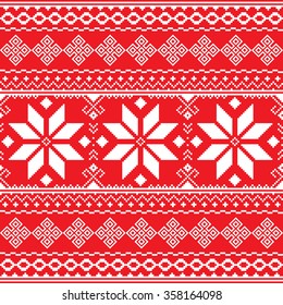 Traditional folk red and white embroidery pattern from Ukraine or Belarus - Vyshyvanka 