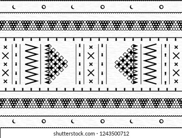 Traditional Folk Sadu Arabian Hand Weaving Pattern_Black&white