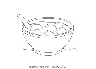 Traditional food for festivals. Dongzhi festival one-line drawing