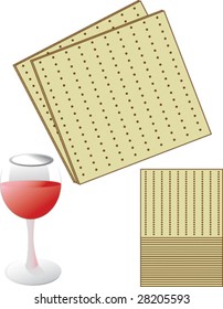 traditional food for Jewish Passover - matza and glass of wine