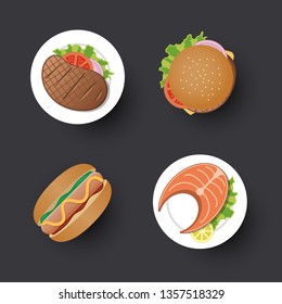 Traditional food simple design icon set, vector illustration