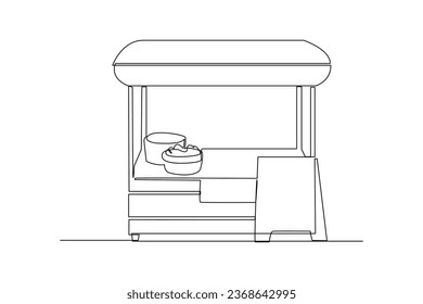 Traditional food trade, Concept of traditional market, simple line market. Black and white design of traditional market. Vector illustration.