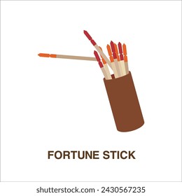 Traditional fortune telling stick in Chinese temple. Translation: Traditional Fortune Telling in Chinese Temples