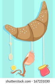 traditional French breakfast.vector illustration