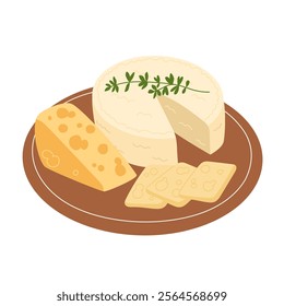 Traditional French Cheese Platter on Wooden Board