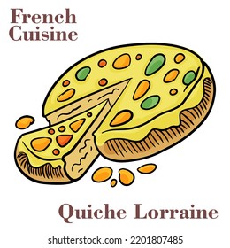 Traditional french pie with bacon and cheese - quiche lorraine.