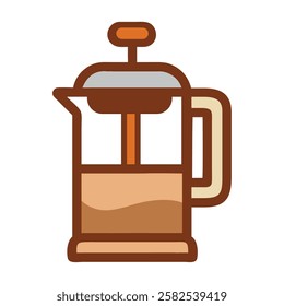 Traditional French press coffee maker for home and cafe brewing