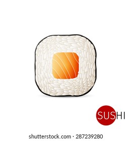 traditional fresh japanese sushi rolls on a white background