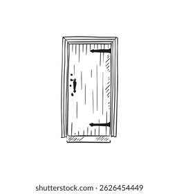 A traditional front door hand drawn in black.