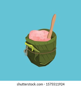 traditional fruity ice with leaf bowl 