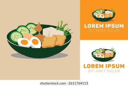 Traditional Gado Gado Icon Logo in Cartoon Style