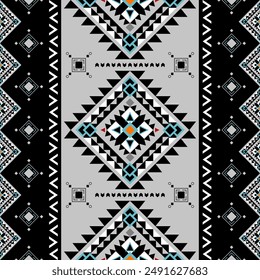 Galaxy Gray Aztec, style natif américain sur Fond Noir
