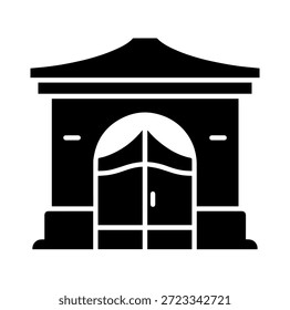 Ilustração vetor de silhueta de arquitetura de portão tradicional com telhado curvo e portas duplas para o portal asiático de design de edifício de patrimônio