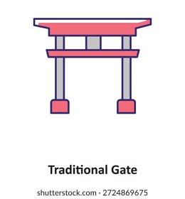 Icono tradicional del Vector de la puerta que puede modificar o editar fácilmente

