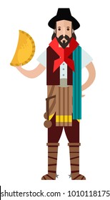 traditional gaucho eating an empanada