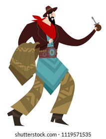 traditional gaucho with yerba mate pot