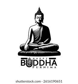 Traditional gautam budha hand drawn for vesak day buddha purnima greeting