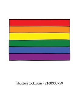 traditional gay pride flag doodle icon, vector illustration