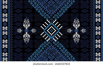 Padrão de tapete geométrico tradicional com motivos étnicos. Padrão de tapete geométrico sem costura inspirado em tapetes tecidos tradicionais e têxteis tribais. Ótimo para decoração de casa boho, impressões de tecido,