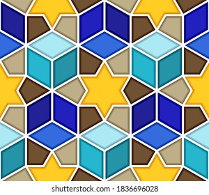 Traditional geometric colorful arabic islamic seamless pattern
