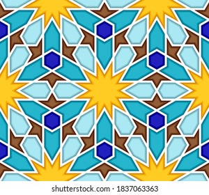 Traditional geometric colorful arabic islamic seamless pattern