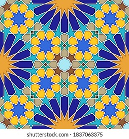 Traditional geometric colorful arabic islamic seamless pattern