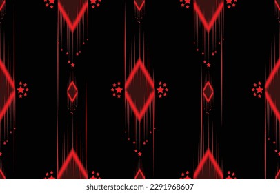 Traditional geometric ethic oriental pattern on Red and dark brown design Background, Carpet, Wallpaper, Wrapping, Clothing, Fabric, Batik, Vector illustrator, Embroidery style, Culture, Thai style