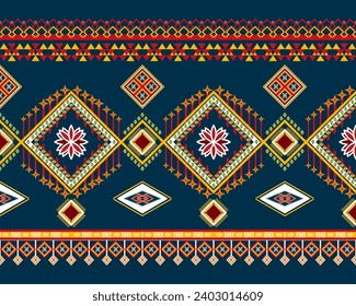 Traditionelles geometrisches, ethnisches Stoffdesign für Textilien, Teppiche, Tapeten, Kleidung, Sarong, Schal, Batik, Wrapper, Stickerei, Druck, Vorhang, Teppich, Tapete, Verpackung, Batik, Vektorgrafik