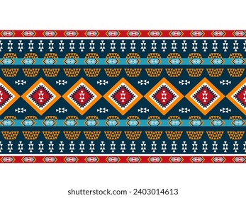 Traditional geometric ethnic fabric pattern design for textiles, rugs, wallpaper, clothing, sarong, scarf, batik, wrap, embroidery, print, curtain, carpet, wallpaper, wrapping, Batik, vector