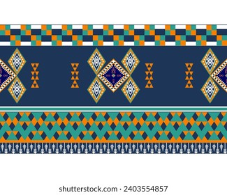 Traditional geometric ethnic fabric pattern design for textiles, rugs, wallpaper, clothing, sarong, scarf, batik, wrap, embroidery, print, curtain, carpet, wallpaper, wrapping, Batik, vector