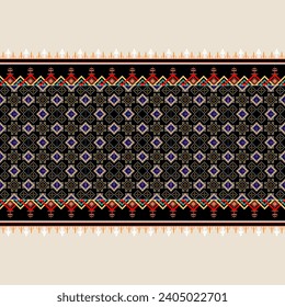 Traditional geometric ethnic fabric pattern design for textiles, rugs, wallpaper, clothing, sarong, scarf, batik, wrap, embroidery, print, curtain, carpet, wallpaper, wrapping, Batik, vector
