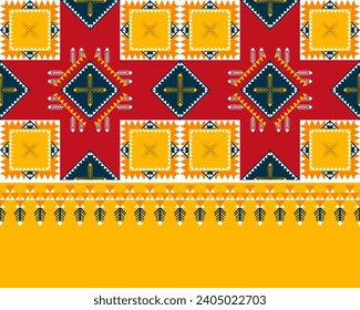 Traditional geometric ethnic fabric pattern design for textiles, rugs, wallpaper, clothing, sarong, scarf, batik, wrap, embroidery, print, curtain, carpet, wallpaper, wrapping, Batik, vector