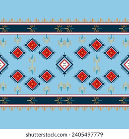 Traditionelles geometrisches, ethnisches Stoffdesign für Textilien, Teppiche, Tapeten, Kleidung, Sarong, Schal, Batik, Wrapper, Stickerei, Druck, Vorhang, Teppich, Tapete, Verpackung, Batik, Vektorgrafik