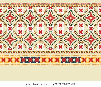 Traditional geometric ethnic fabric pattern design for textiles, rugs, wallpaper, clothing, sarong, scarf, batik, wrap, embroidery, print, curtain, carpet, wallpaper, wrapping, Batik, vector