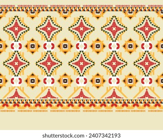 Traditional geometric ethnic fabric pattern design for textiles, rugs, wallpaper, clothing, sarong, scarf, batik, wrap, embroidery, print, curtain, carpet, wallpaper, wrapping, Batik, vector