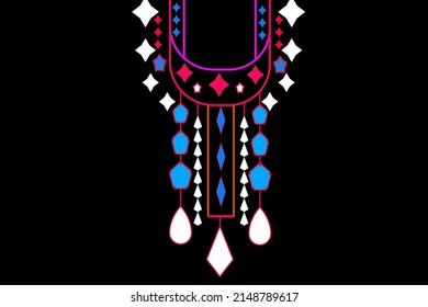 Traditional Geometric Ethnic Pattern , collar embroidery design for woman