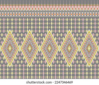 Traditional geometric fabric pattern, oriental traditional ikat ethnic pattern for background, ethnic vector rug, wallpaper, clothing, curtain, batik, fabric, embroidery style, beautiful fabric