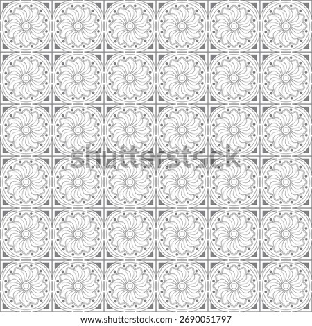 Traditional geometric grey colored tile pattern inspired by Mandala. For textile printing, ceramic tile designs, stationery, room wallpaper, gift wraps, creative surface designs and digital background